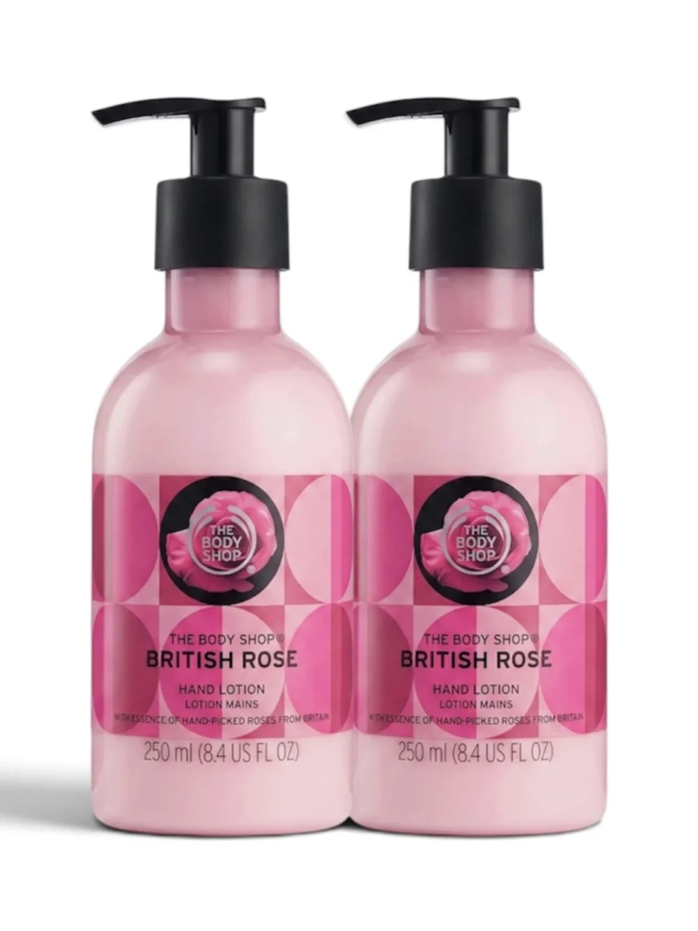 THE BODY SHOP British Rose 8.4 Fluid Ounces Hand Lotion Duo Set